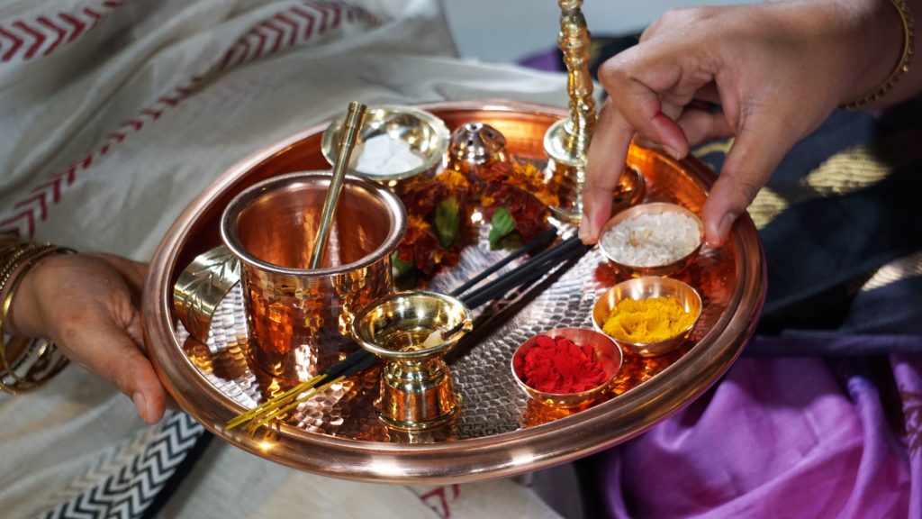 Copper thali for navratri puja