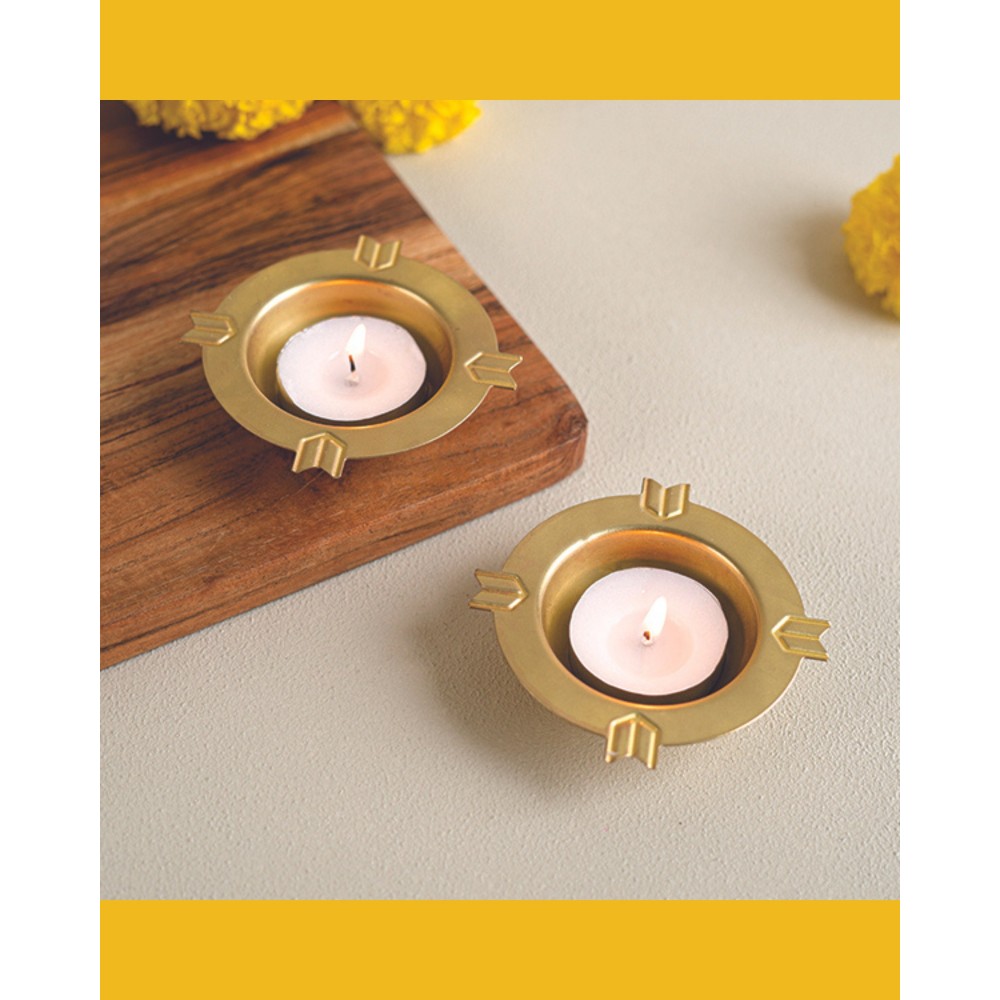 Floating Brass Diyas or Tealights in Kolam Pattern