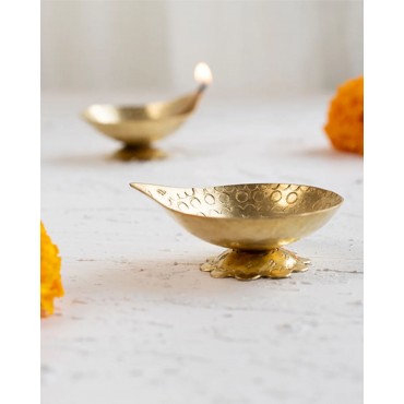 Diya in Brass - Raindrop