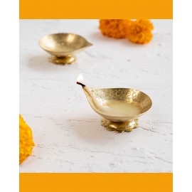 Diya in Brass - Raindrop