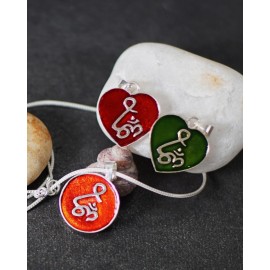 Silver Pendant With Enamel and Om, Heart