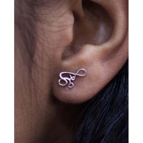 Om Silver Earrings - Studs