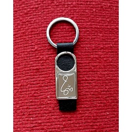 Keychain: Steel With Black Tab - Om