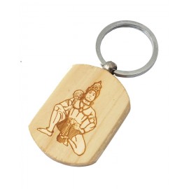 Keychain: Wood With Engraving - Sidhbari Hanuman