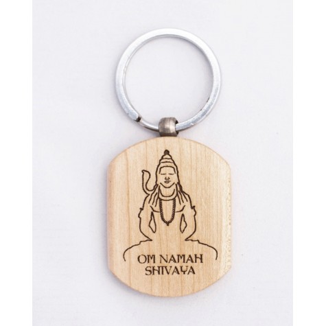 Keychain: Wood With Engraving - Jagadheeshwara Shiva