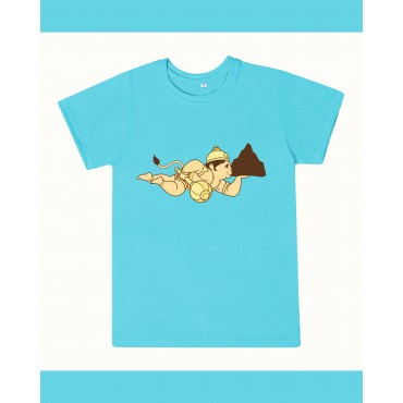 T-Shirt: Kids - Hanuman Flying in Aqua