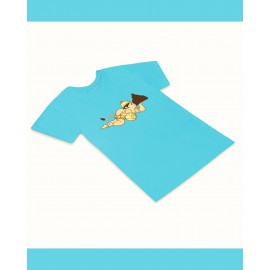 T-Shirt: Kids - Hanuman Flying in Aqua