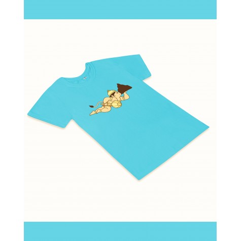 T-Shirt: Kids - Hanuman Flying in Aqua