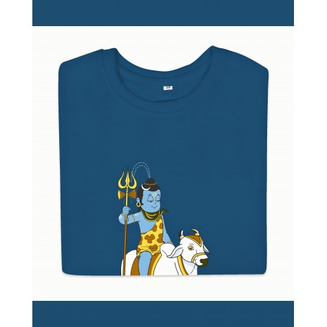 T-Shirt: Kids - Shiva with Nandi in Indigo Blue