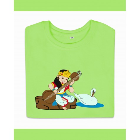 T-Shirt: Kids - Saraswati with Veena in Mint Green