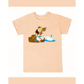 T-Shirt: Kids - Saraswati with Veena in Peach