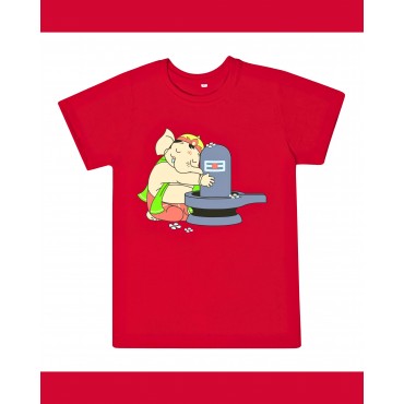 T-Shirt: Kids - Ganesha Shivalinga in Red