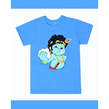 T-Shirt: Kids - Krishna Butter in Sky Blue