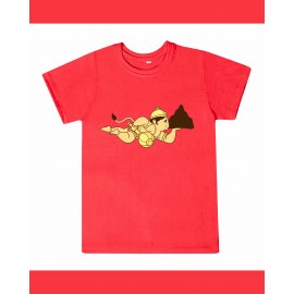 T-Shirt: Kids - Hanuman Flying in Tomato Red