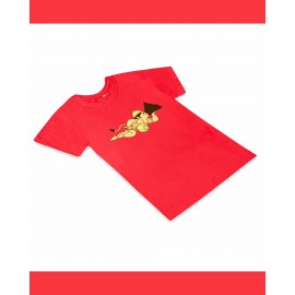 T-Shirt: Kids - Hanuman Flying in Tomato Red