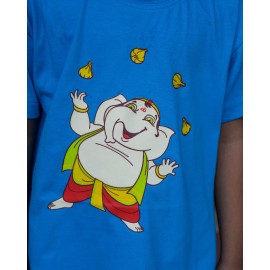 Kids T-shirt - Ganesh with Modak in Azure