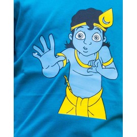 Kids T-Shirt - Krishna Showing Hand in Blue
