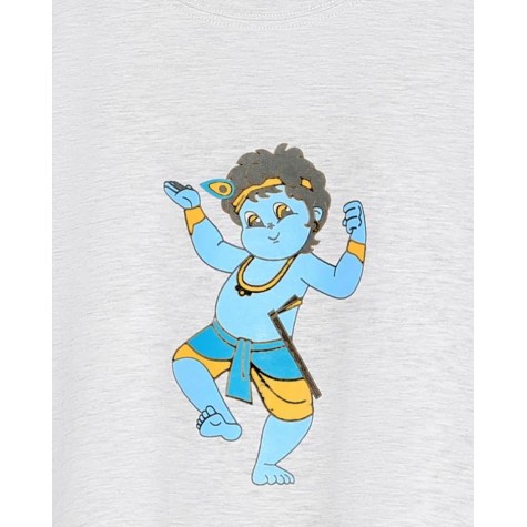 Kids T-shirt - Dancing Krishna in White Chine