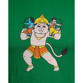 Kids T-shirt - Hanuman with Rama-Lakshman in Emerald Green