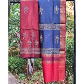 Kurta in Maheshwari Cotton with Dupatta in Maheshwari Silk - Red