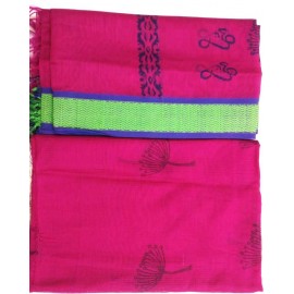 Kurta and Dupatta Set in Maheshwari Silk with Thread Border - Pink