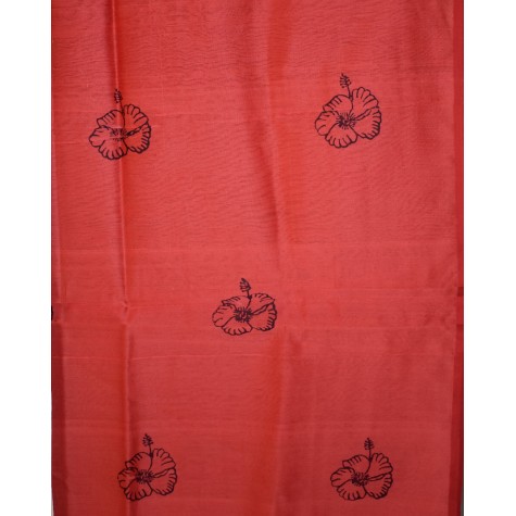 Kurta and Dupatta Set in Maheshwari Silk with Zari Border - Red and Ivory