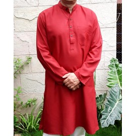 Kurta Long for Men in Matka Cotton - Red