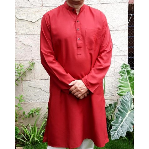 Kurta Long for Men in Matka Cotton - Red