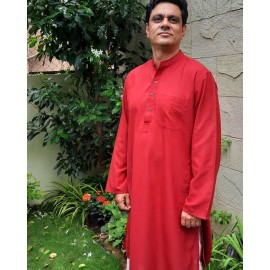 Kurta Long for Men in Matka Cotton - Red