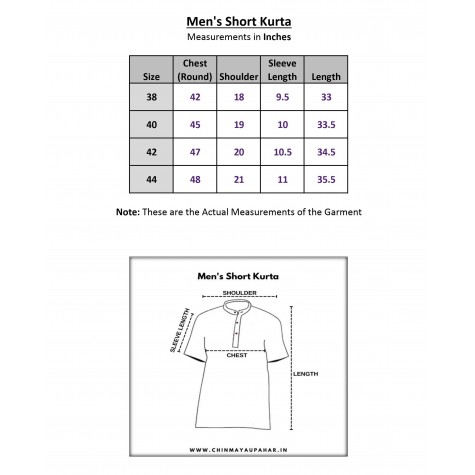 Kurta Short for Men in Matka Cotton - Off White