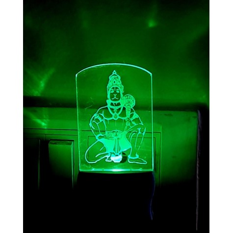 Night Light - Sidhbari Hanuman Engraved, Plug-in