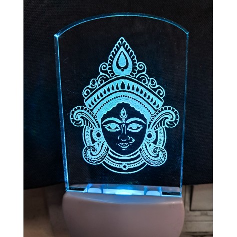 Night Light - Goddess Durga Engraved, Plug-in