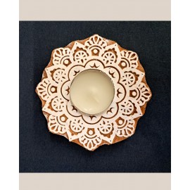 Hand-Carved Blocks Tea Light Holders - Flower