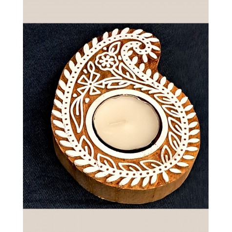 Hand-Carved Blocks Tea Light Holders - Ambi or Paisley
