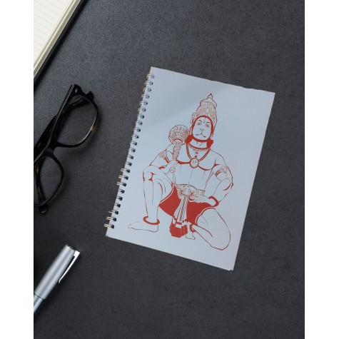 Notebook: Spiral with Hanuman Sketch - A5 size