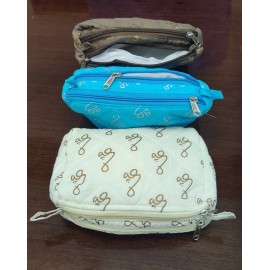 Pouch: Large With 2 Zips - Om Print Fabric