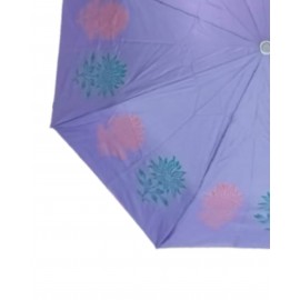 Umbrella Block Printed with Wildflower Pattern in Lilac