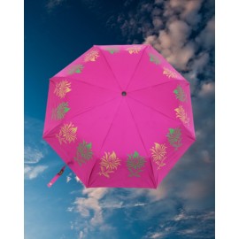 Umbrella Block Printed with Wildflower Pattern in Pink